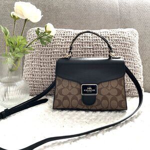 Coach Pepper Satchel in Signature Canvas (Black/Brown) No. C1325